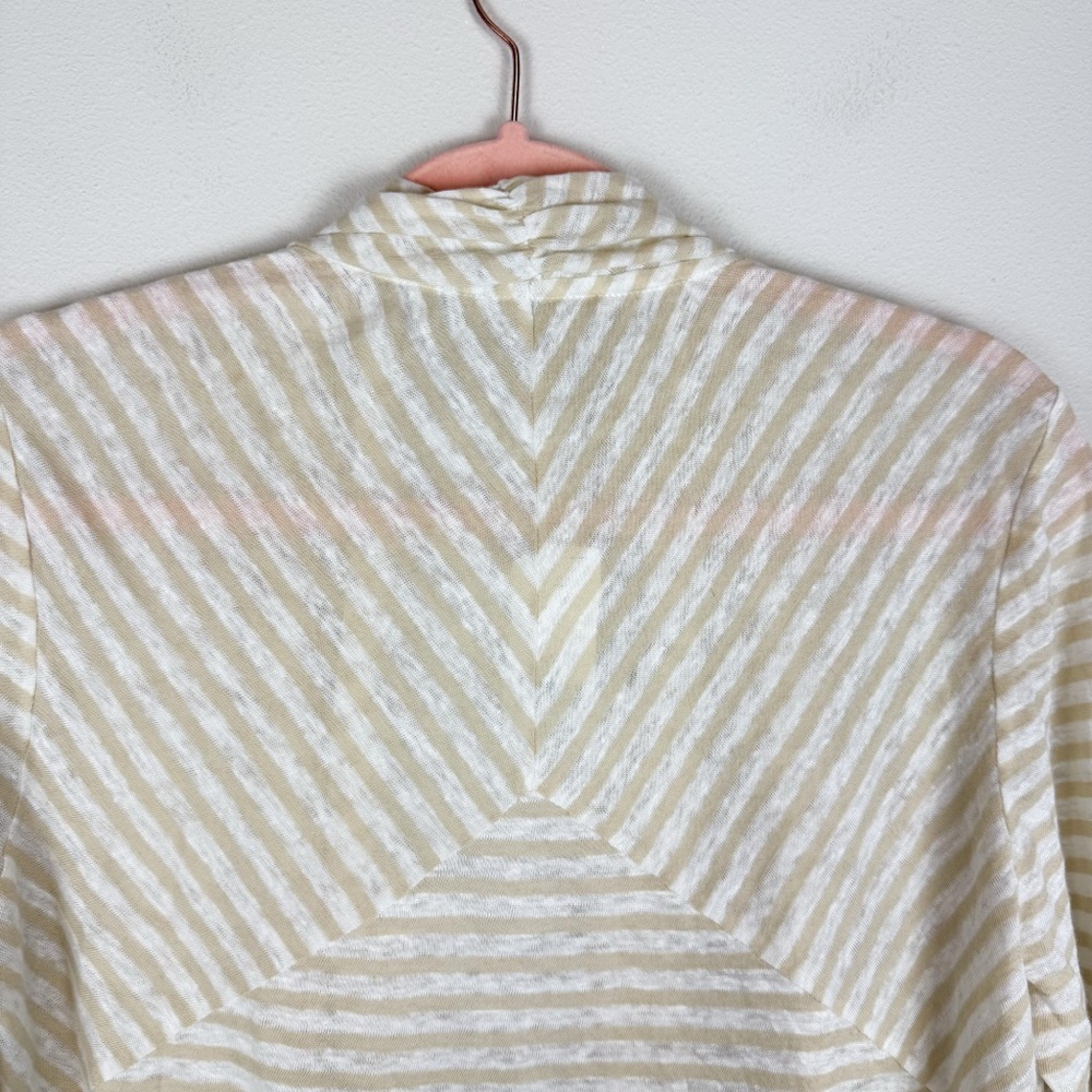 NWT Banana Republic Tan White Striped Linen‎ Blend Lightweight Open Cardigan Med - Picture 8 of 8